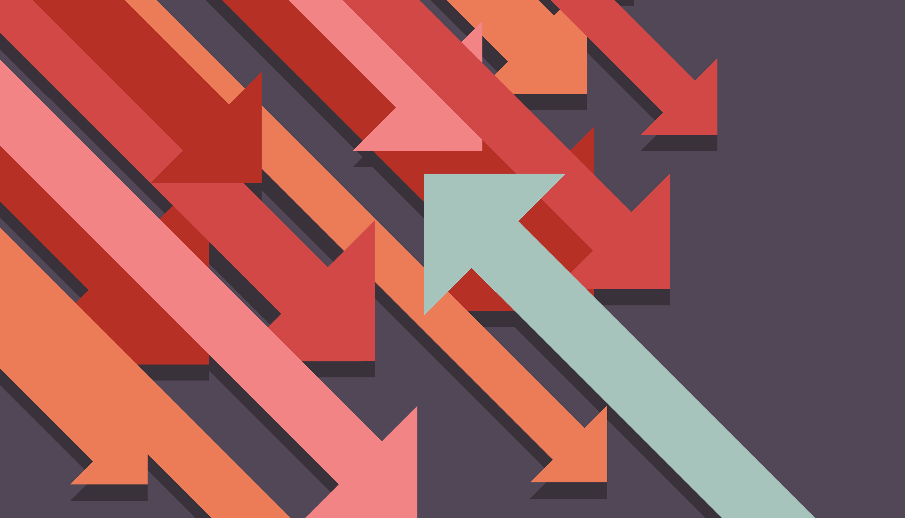 Green arrow reversed against red arrows