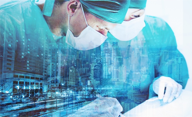 doctors wearing face masks performing surgery