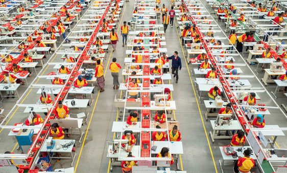 Workers at a Chinese shoe-making factory in Addis Ababa, Ethiopia.