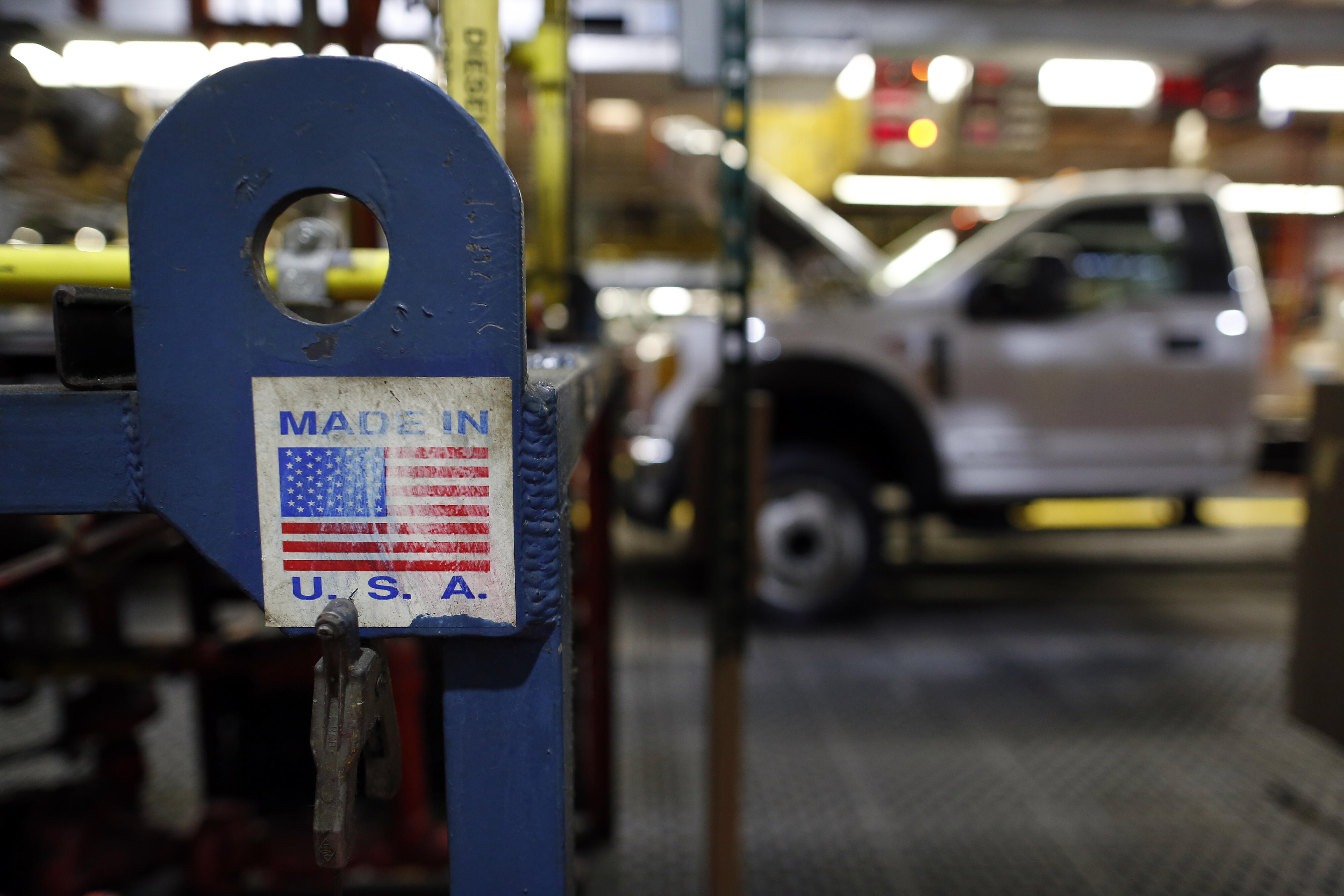 "Made in USA" sticker at an auto repair facility